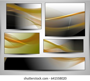 Abstract wave background advertising vector shiny colorful line set yellow