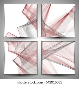 Abstract wave background advertising vector shiny colorful line set red