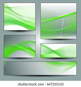 Abstract wave background advertising vector shiny colorful line set green