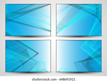 Abstract wave background advertising vector shiny colorful line set blue