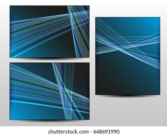 Abstract wave background advertising vector shiny colorful line set blue