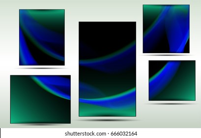 Abstract wave background advertising vector shiny colorful line set blue
