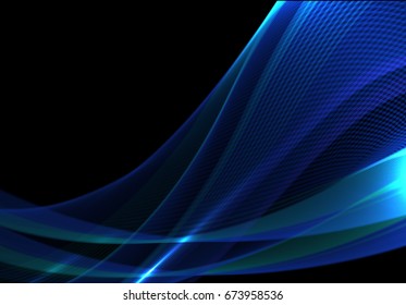 Abstract wave background advertising vector shiny colorful line blue