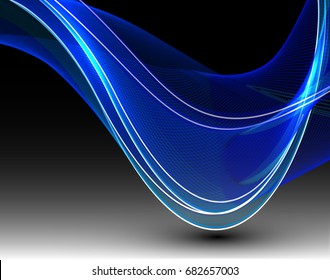 Abstract wave background advertising vector shiny colorful line blue