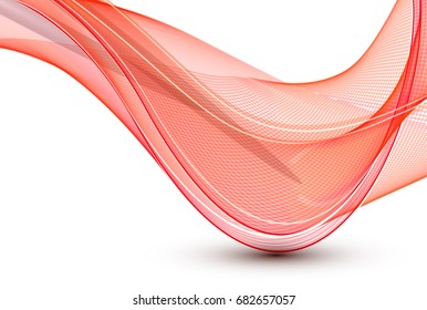 Abstract wave background advertising vector shiny colorful line red