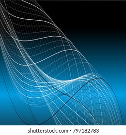 Abstract wave background advertising vector shiny colorful line blue black