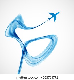 Abstract wave background. Airplane concept.