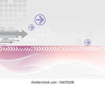 abstract wave background with arrowhead, vector illustration