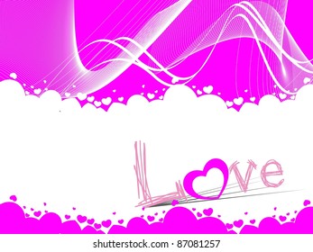 abstract wave background with artistic love text greeting card
