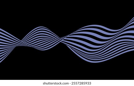 Abstract wave background, black and purple wavy stripes or lines.