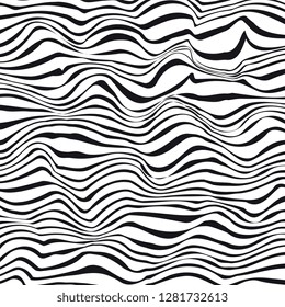 Fondo de onda abstracta. Líneas curvadas en blanco y negro