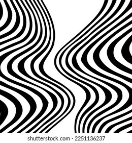 Fondo de onda abstracta con rayas blancas y negras, líneas futuristas