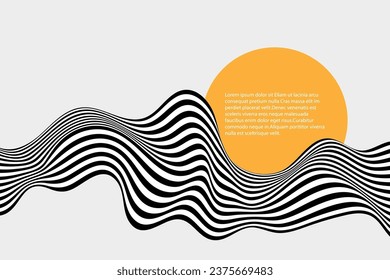 Fondo de onda abstracta, diseño de rayas o líneas onduladas en blanco y negro.