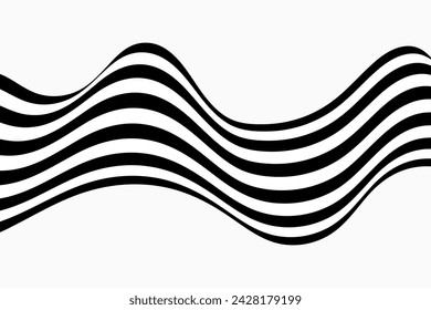 Abstract wave background, black and white wavy stripes or lines design.