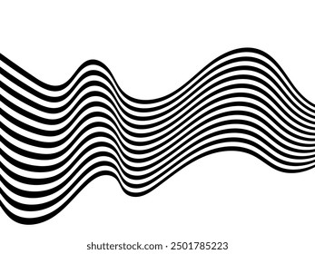 Abstrakter Wellenhintergrund, schwarz-weiße wellenförmige Streifen oder Linien Design.