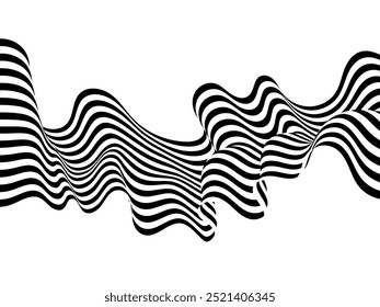 Fondo ondulado Abstractas, rayas onduladas en blanco y negro o diseño de líneas. Arte óptico.