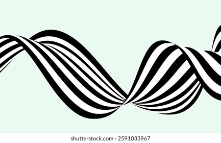 Abstract wave background, black and white wavy stripes or lines design.