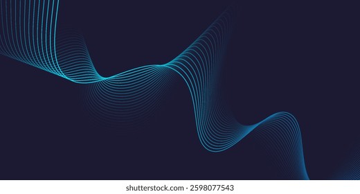 Abstract wave background with blue line pattern. Dynamic wave pattern. Futuristic technology concept