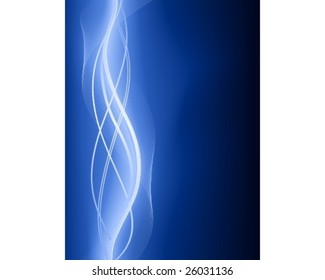 Abstrakter Wellenhintergrund in Blau mit Neoneffekten. Verwendung von globalen Farben, linearen Farbverläufen, Mischungen und Beschneidungsmasken.