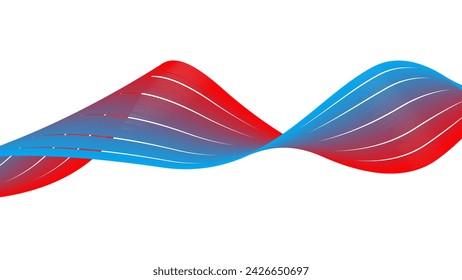 Abstract wave background with blue and red gradient colour on white background