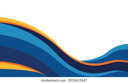 abstract wave background in blue and yellow colors for frame
