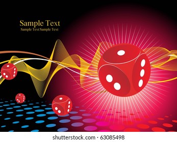 abstract wave background with collection of dice