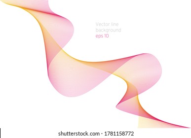 Abstract wave background. Color line art on white background. 