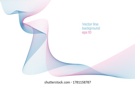 Abstract wave background. Color line art on white background. 
