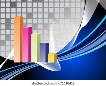 abstract wave background with colorful business growth graph, illustration