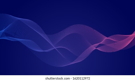 Abstract wave background. Colorful modern linear curve ribbon. Vector musical or web design backdrop