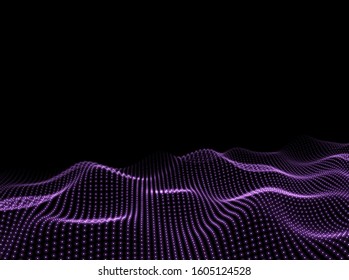 Abstract Wave Background. Computer Backdrop. Digital Texture. Dots Points Pattern. Vector illustration