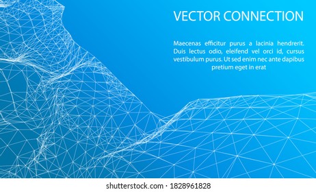 Abstract wave background with connection dots and lines. Technology illustration. Futuristic modern dynamic wave.