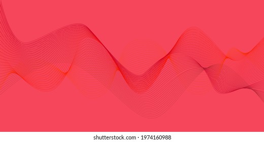 Abstract wave background Dark red to fade red, gradient color, mesh lines flowing like water. Flying floating on the red background Ideal for website design, advertising media
