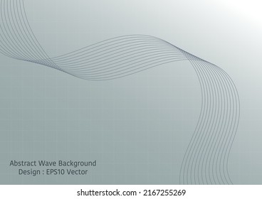 Abstract wave background design, grey wave line on gradient metal color tone, with grid, tech minimal style 