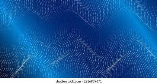 Abstract Wave Background Design. Abstract wave moving dots flow particles. Design for brochures, flyers, magazine, business card, banner, backdrop, website header
