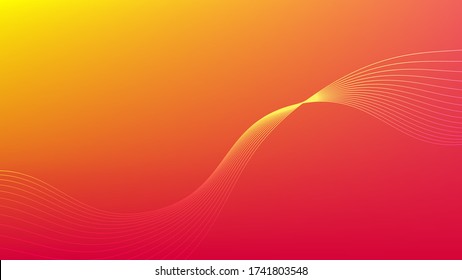 Abstract wave background. Digital frequency stripe. Waved lines for brochure and flyer design. Dynamic smoke wave. Curved wavy line. Vector gradient orange background