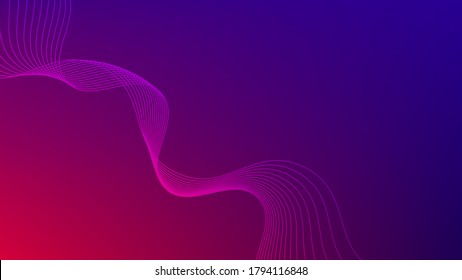 Fondo abstracto de la ola. Banda de frecuencia digital. Líneas onduladas para el diseño de folletos y volantes. Ola de humo dinámica. Línea ondulada curvada. Fondo del gradiente del vector