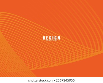 Abstract wave background. Digital frequency lines. Curved wavy lines. Vector gradient orange background. Design elements. Vector illustration for poster, placard, flyer, banner, header, cover, etc.