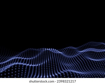 Abstract Wave Background. Digital Technology Backdrop. 3d Texture. Scientific Surface Pattern. Vector illustration