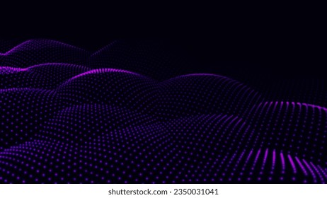 Resumen de fondo de onda con puntos y líneas moviéndose en el espacio. Onda dinámica futurista moderna. Ilustración vectorial de tecnología.