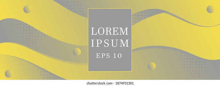 Abstract Wave Background with Dots Retro. Ultimate Gray Illuminating Trend color. Vector illustration for flyers, posters, presentations, invitations