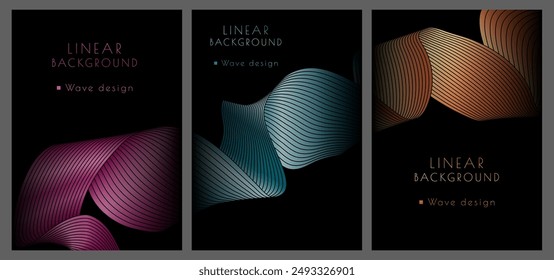 Abstract wave background. The effect of dynamic movement in parallel wavy lines. Stylized wave background