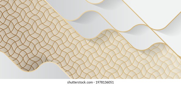 abstract wave background with elegant gold white