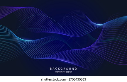 Abstract wave background. Element for design. Digital frequency track equalizer. Stylized line art.  Curved wavy line smooth stripe Vector