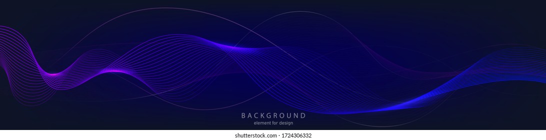 Abstract wave background. Element for design. Digital frequency track equalizer. Backdrop colorful shiny wave. Stylized line art. Curved wavy line smooth stripe Vector