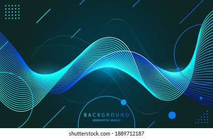 Abstract wave background. Element for design. Digital frequency track equalizer. Stylized line art.  Curved wavy line smooth stripe Vector