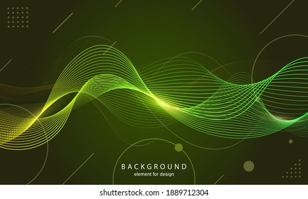 Abstract wave background. Element for design. Digital frequency track equalizer. Stylized line art.  Curved wavy line smooth stripe Vector