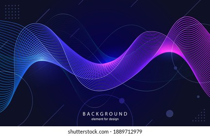 Abstract wave background. Element for design. Digital frequency track equalizer. Stylized line art.  Curved wavy line smooth stripe Vector