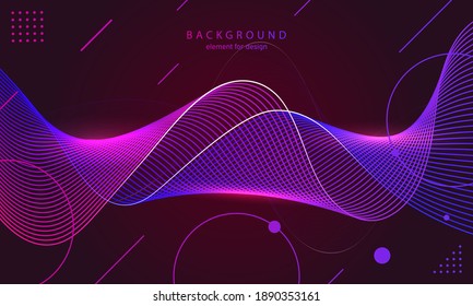 Abstract wave background. Element for design. Digital frequency track equalizer. Stylized line art.  Curved wavy line smooth stripe Vector