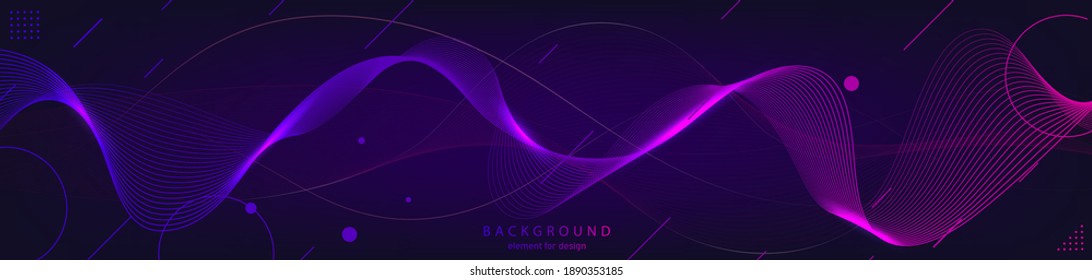 Abstract wave background. Element for design. Digital frequency track equalizer. Stylized line art.  Curved wavy line smooth stripe Vector